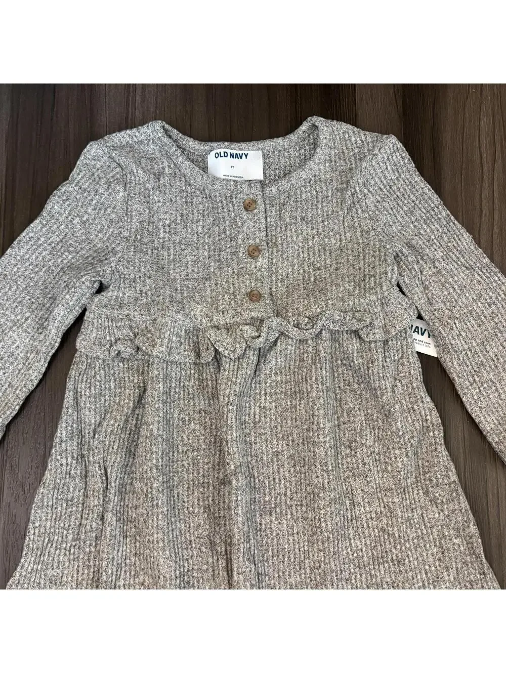 Old Navy Toddler Dress Size 3T Gray Waffle Knit Holiday NWT